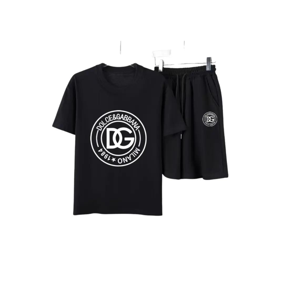 “DG Milano 1984” Print T-Shirt & Shorts Set Black
