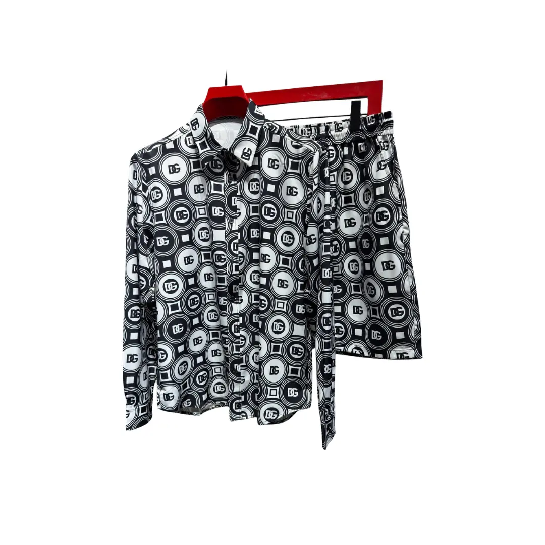 Dolce & Gabbana Geometric-Print Silk Shirt And Shorts Set