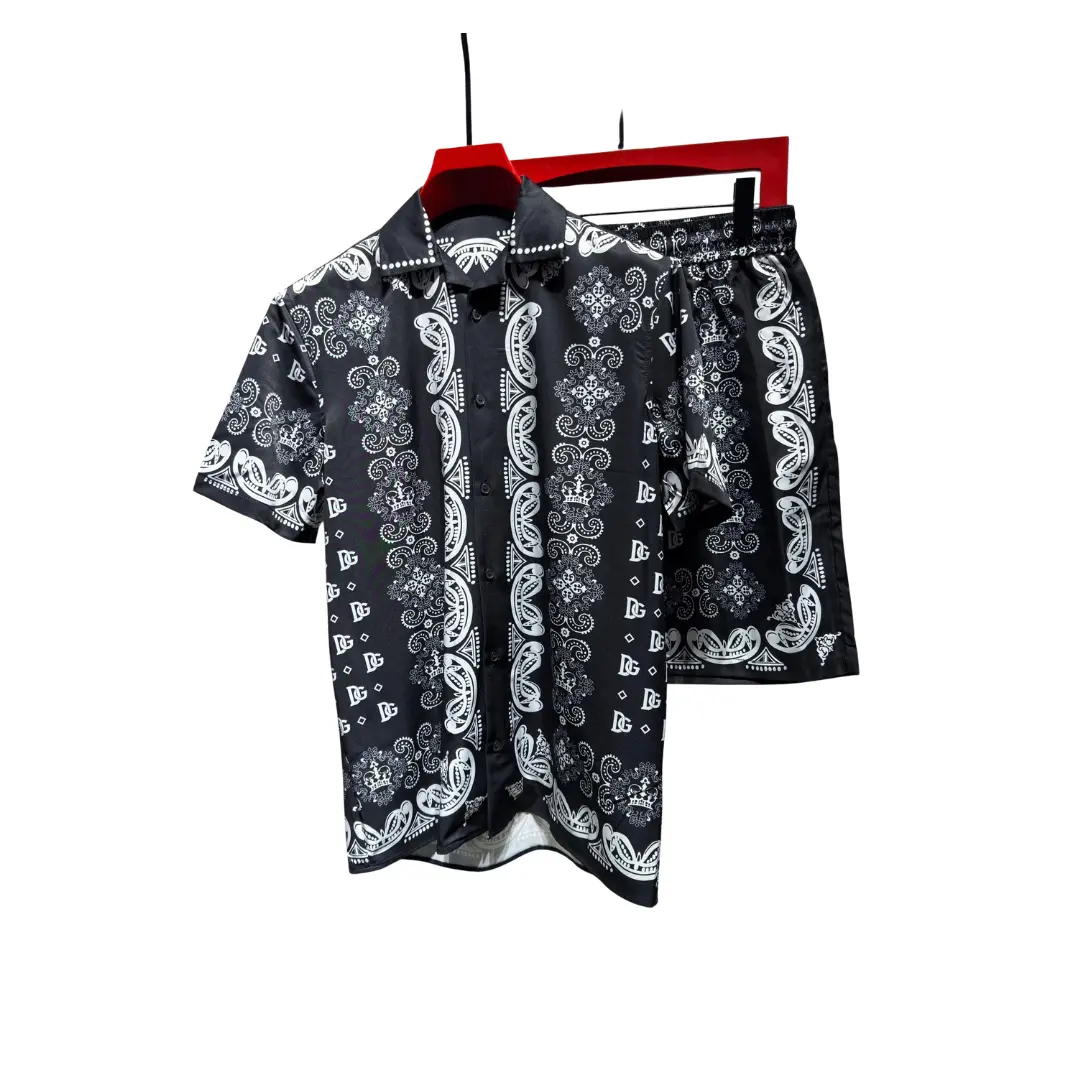 Dolce & Gabbana Luxury Bandana-Print Silk Shirt And Shorts Set