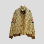 Cotton Canvas Bomber Jacket Beige