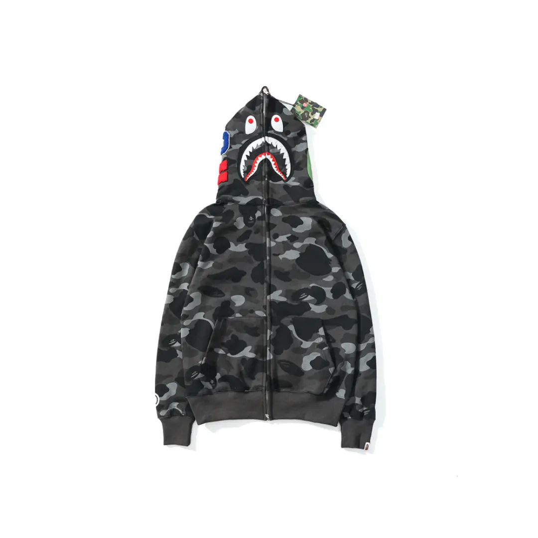 BAPE Camo Shark Full Zip Hoodie Gray