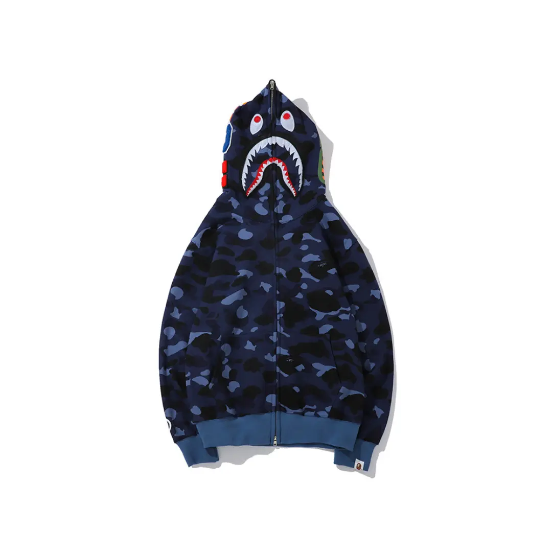 BAPE Camo Shark Full Zip Hoodie Blue
