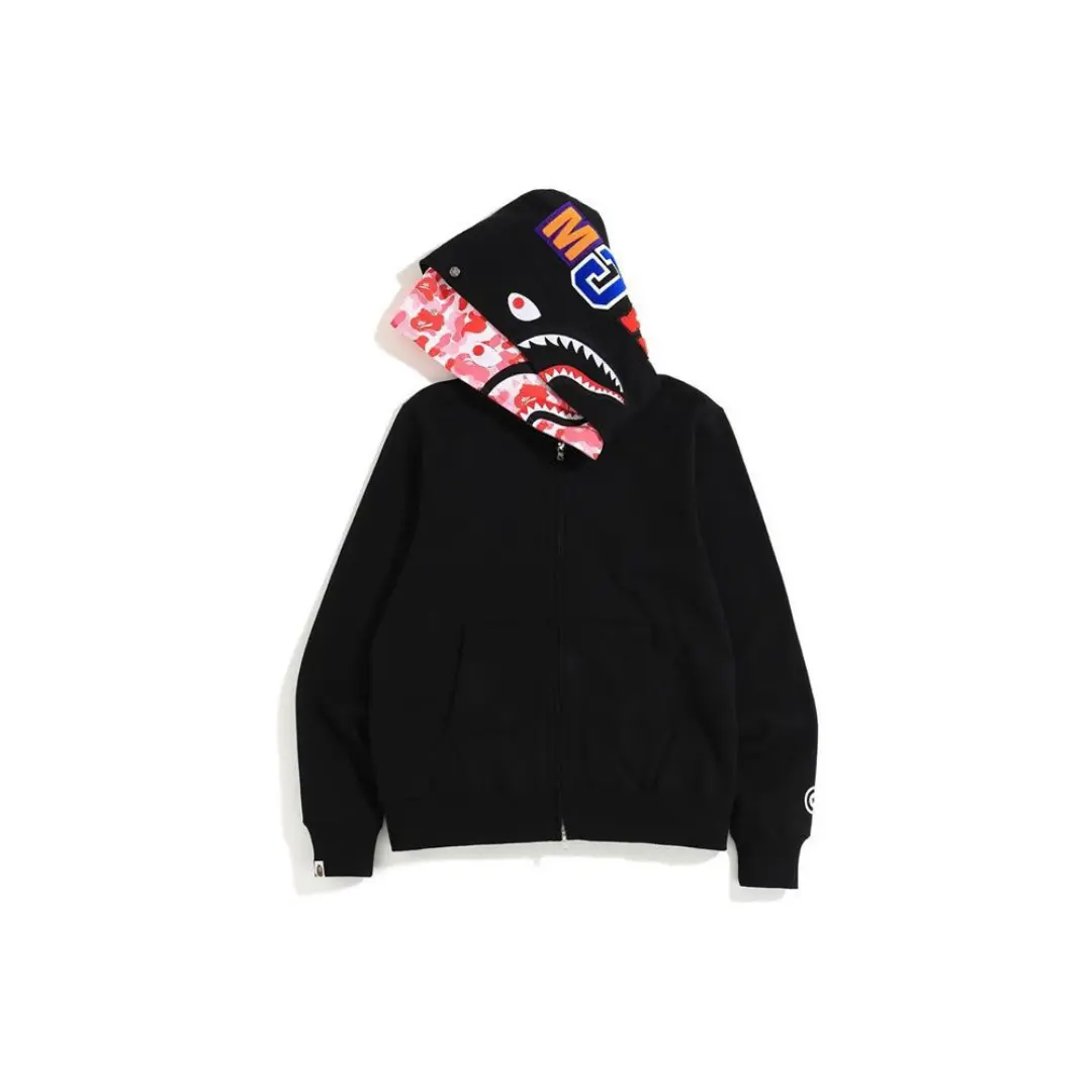 Deluxeside-2026-01-15T175612.321 BAPE Shark Hooded Hoodie Black With Pink Design - Image 1