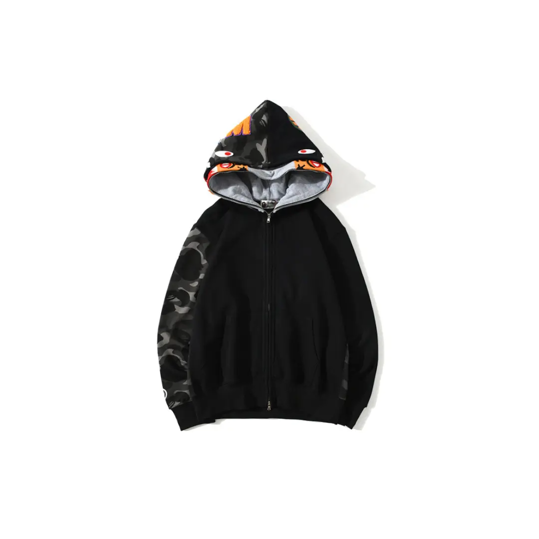 BAPE Shark Full Zip Double Hooded Hoodie Black