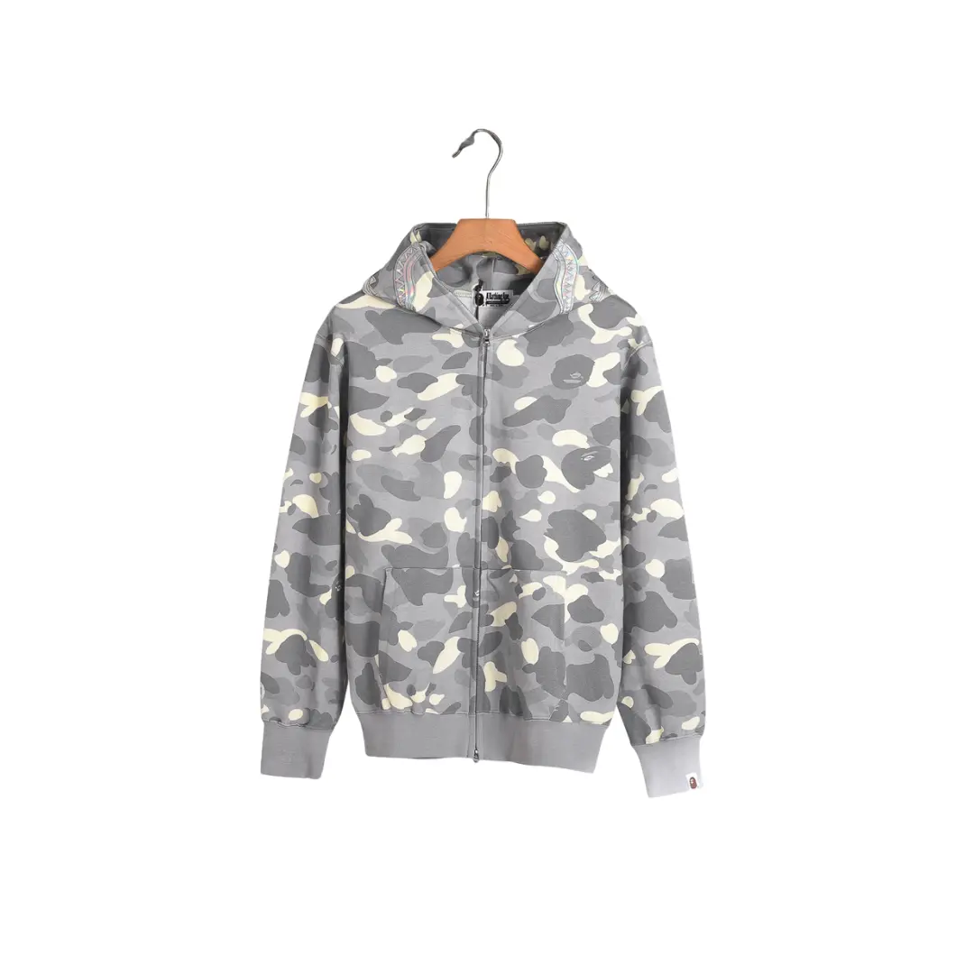 Deluxeside-2026-01-17T123428.743 BAPE Shark Head Glow In The Dark Polka Dot Full Zip Double Hooded Hoodie Camouflage Gray - Image 1