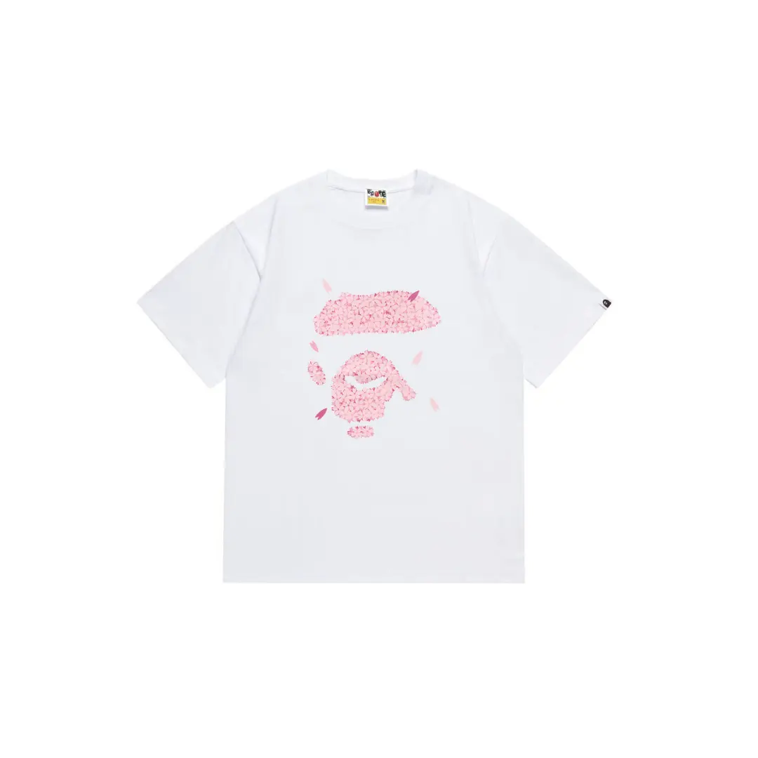 BAPE Pink Ape Monogram T Shirt White