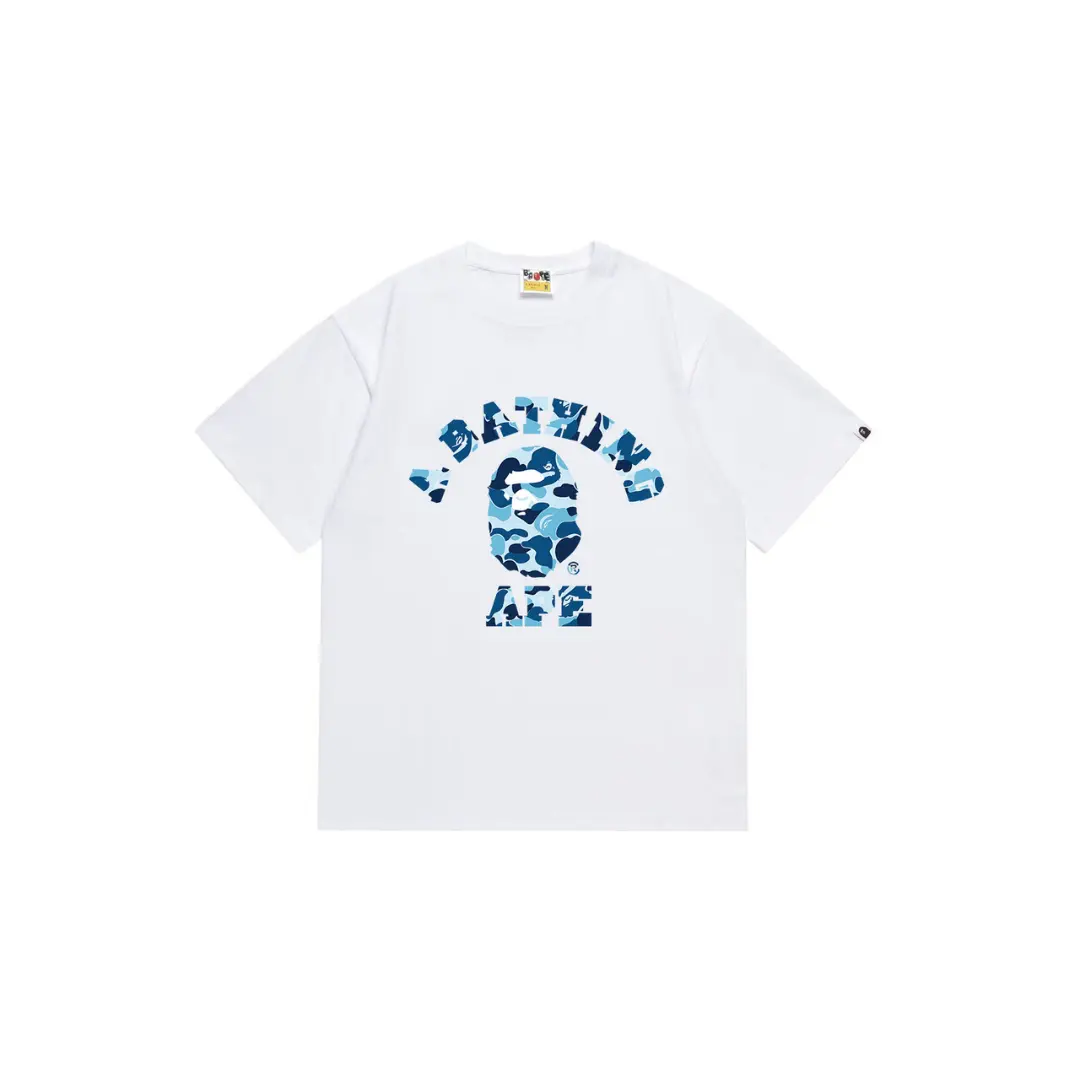 BAPE A Bathing Ape Light Blue Monogram T Shirt White