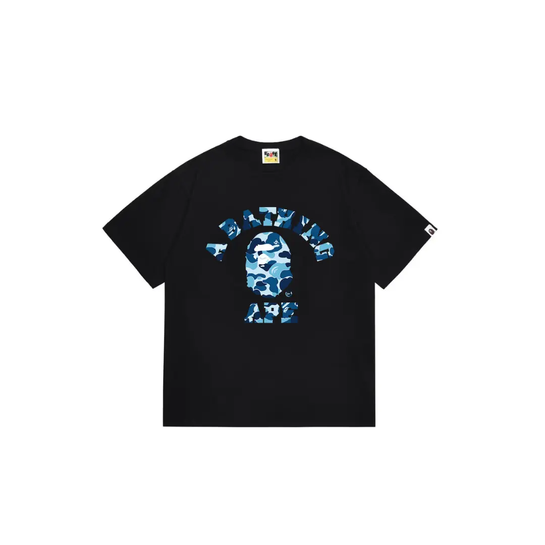 BAPE A Bathing Ape Light Blue Monogram T Shirt Black