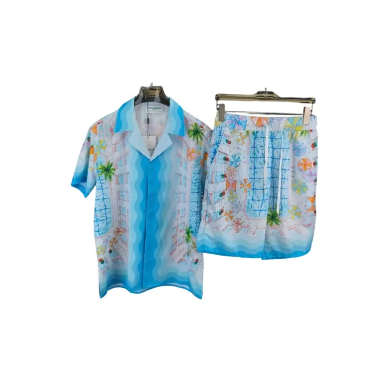 Casablanca Short Set Blue With Monogram Design