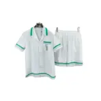 Casablanca Short Set White With Green Borderline