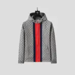 Jacket Beige And Red Border