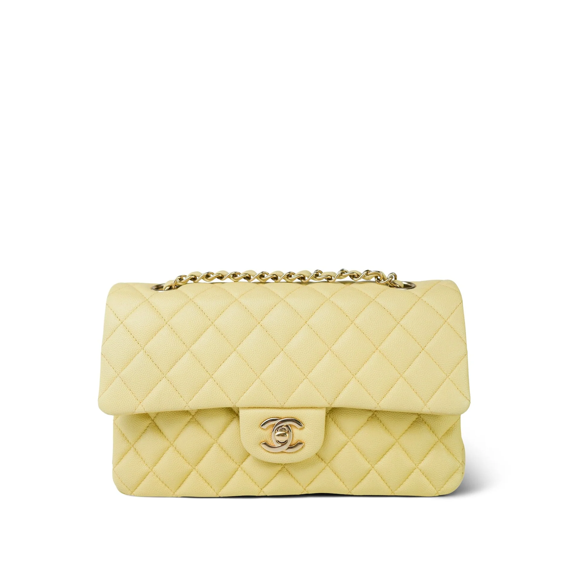 F6390EE5-9710-4AB8-A569-5A2F4E755239 Chanel Classic Lemon Yellow Double Flap Bag - Image 1