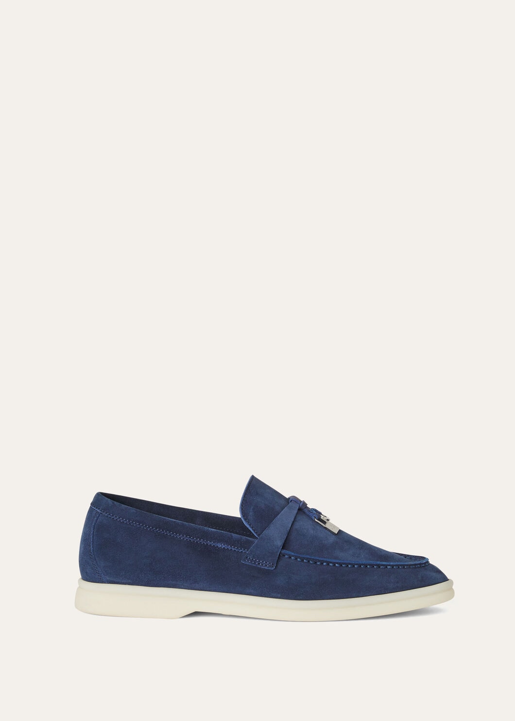 Loro Piana Summer Charms Walk Navy Blue Suede Loafers