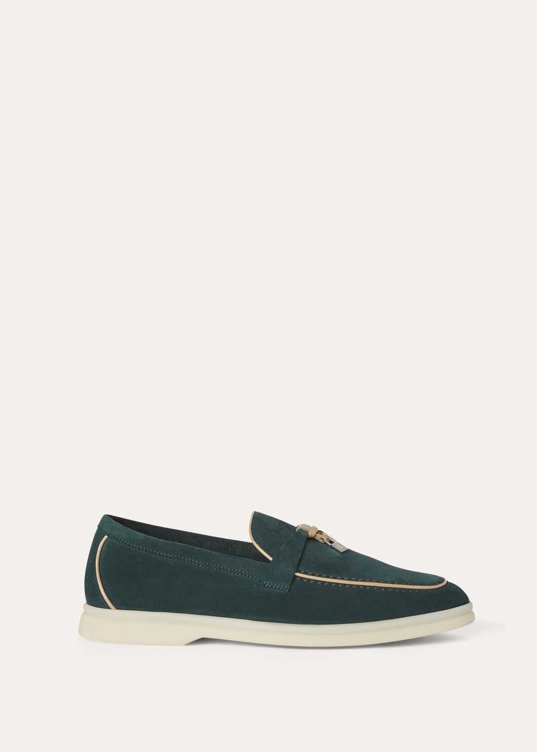 Loro Piana Summer Charms Walk Emerald Suede Loafers