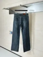 Cotton Denim Jacquard Pants - Image 2
