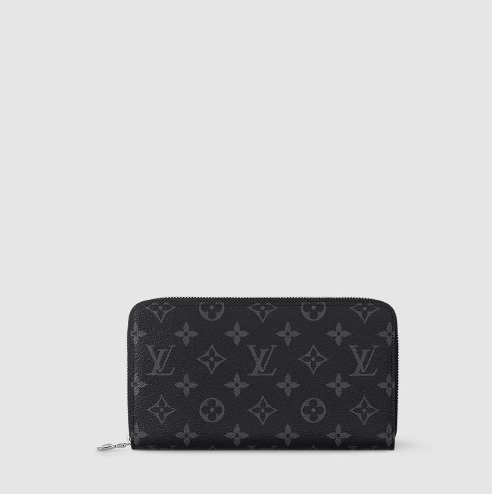 LV Black And Grey Monogram Eclipse Canvas Zippy Organizer Wallet
