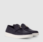LV Resort Navy Blue Leather Loafers - Image 3