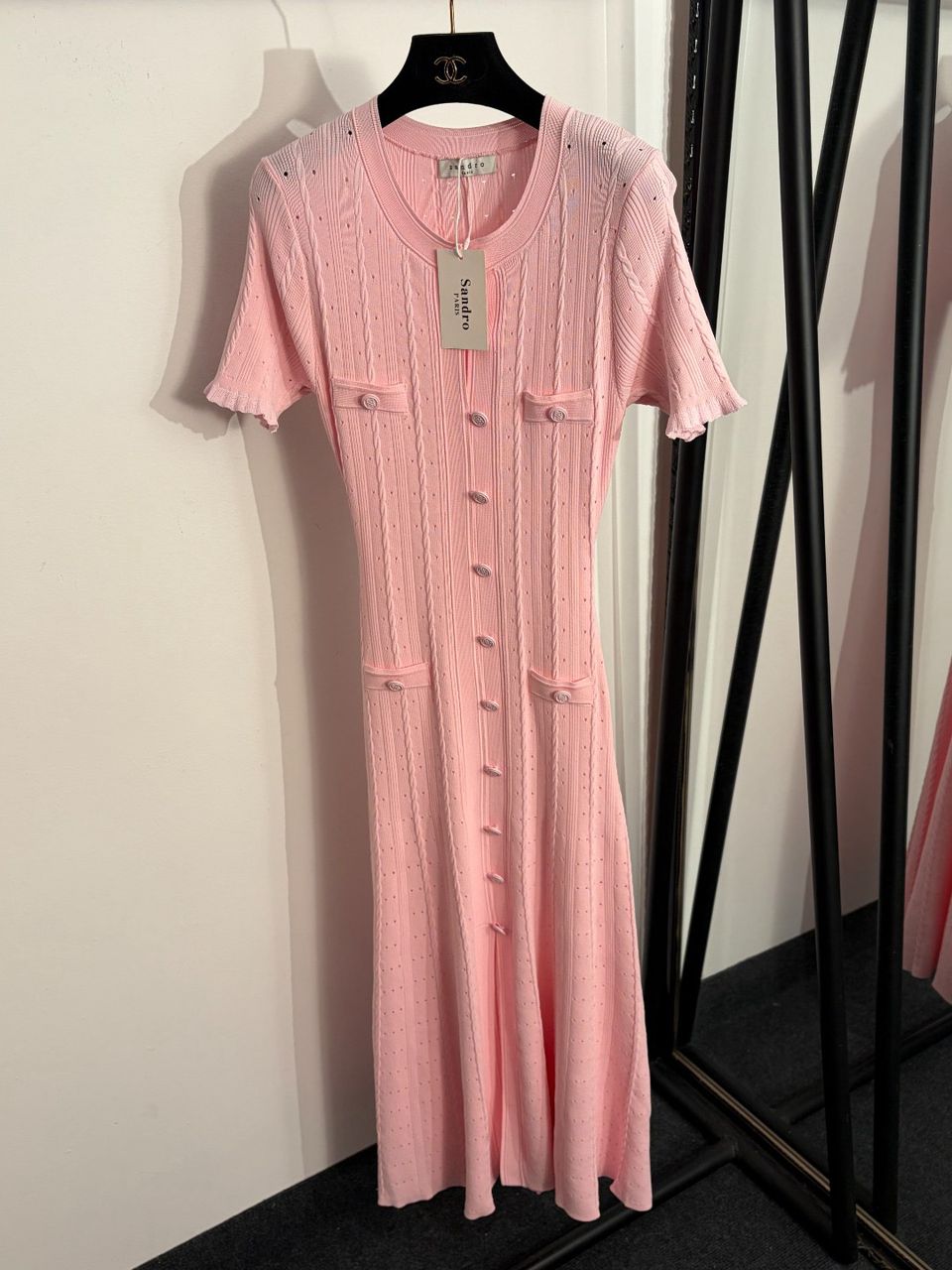 WhatsApp Image 2026-05-08 at 6.40.02 PM (1) Sandro Paris Pink knitted Long Dress - Image 1