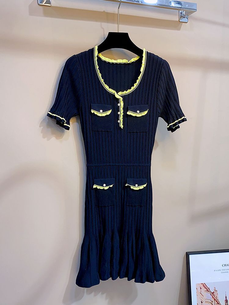 WhatsApp Image 2026-05-08 at 6.41.53 PM Sandro Charmette Contrast Trim Knit Dress - Image 1