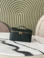 Loro Piana Extra Pocket L19 Ostrich Leather Bag Black