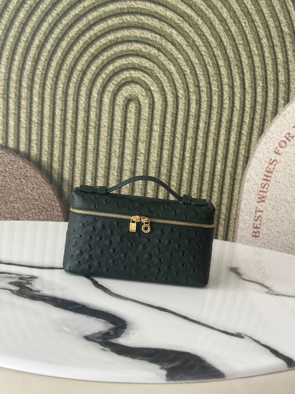 WhatsApp Image 2026-05-11 at 1.16.32 AM Loro Piana Extra Pocket L19 Ostrich Leather Bag Black - Image 1