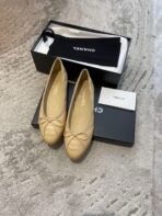 Chanel Beige Leather Ballet Flats - Image 4