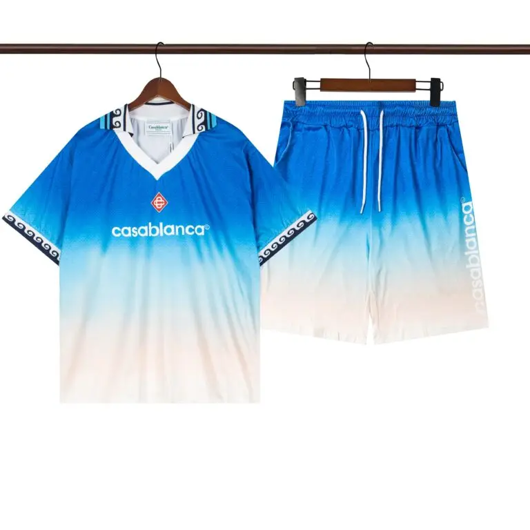 Casablanca Acquard Gradient Football Blue Shirt And Shorts Set