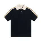 Monogram Panel Cotton-Piqué Polo Shirt Dark Navy