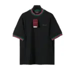 Cotton Jersey Drop Shoulder T Shirt Black With Outline