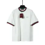 Cotton Jersey Drop Shoulder T Shirt White With Outline
