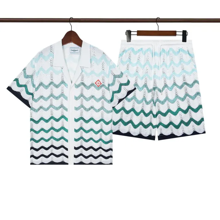 Casablanca Gradient Wave Crochet Shirt And Shorts Set