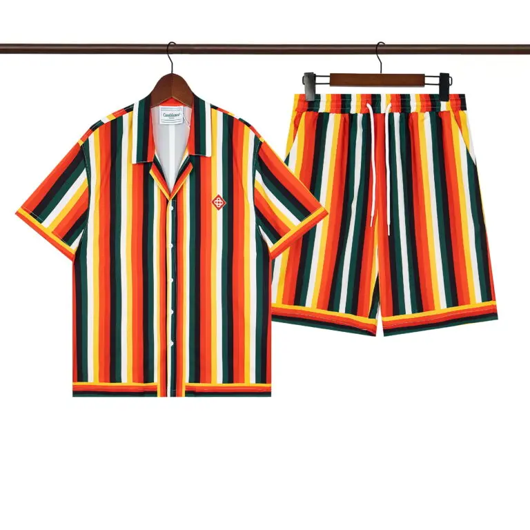 Casablanca Multicolored Striped Towelling Shirt And Shorts Set
