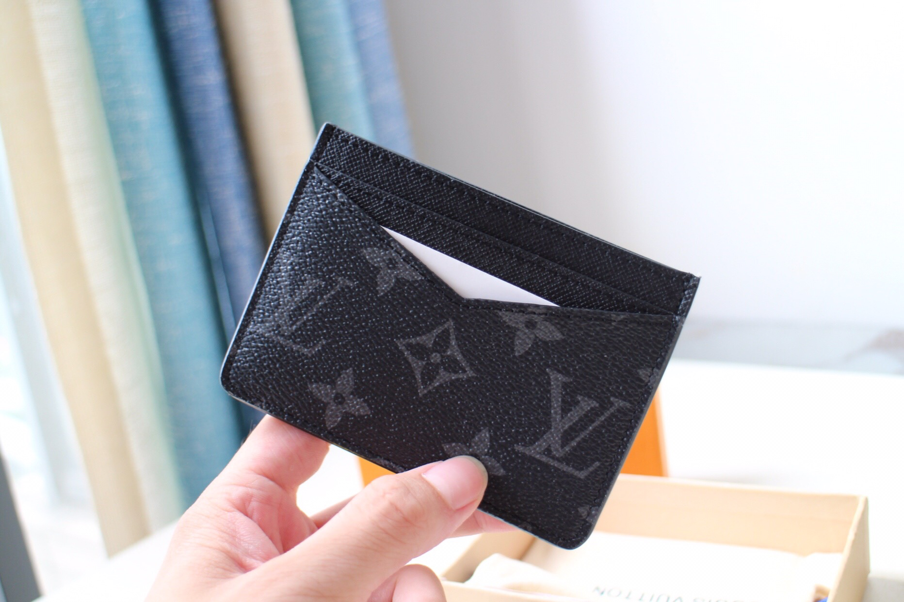 image LV Monogram Eclipse Canvas Double Card Holder - Image 1