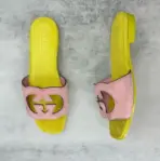 Interlocking G Cutout Suede Slides Yellow - Image 2