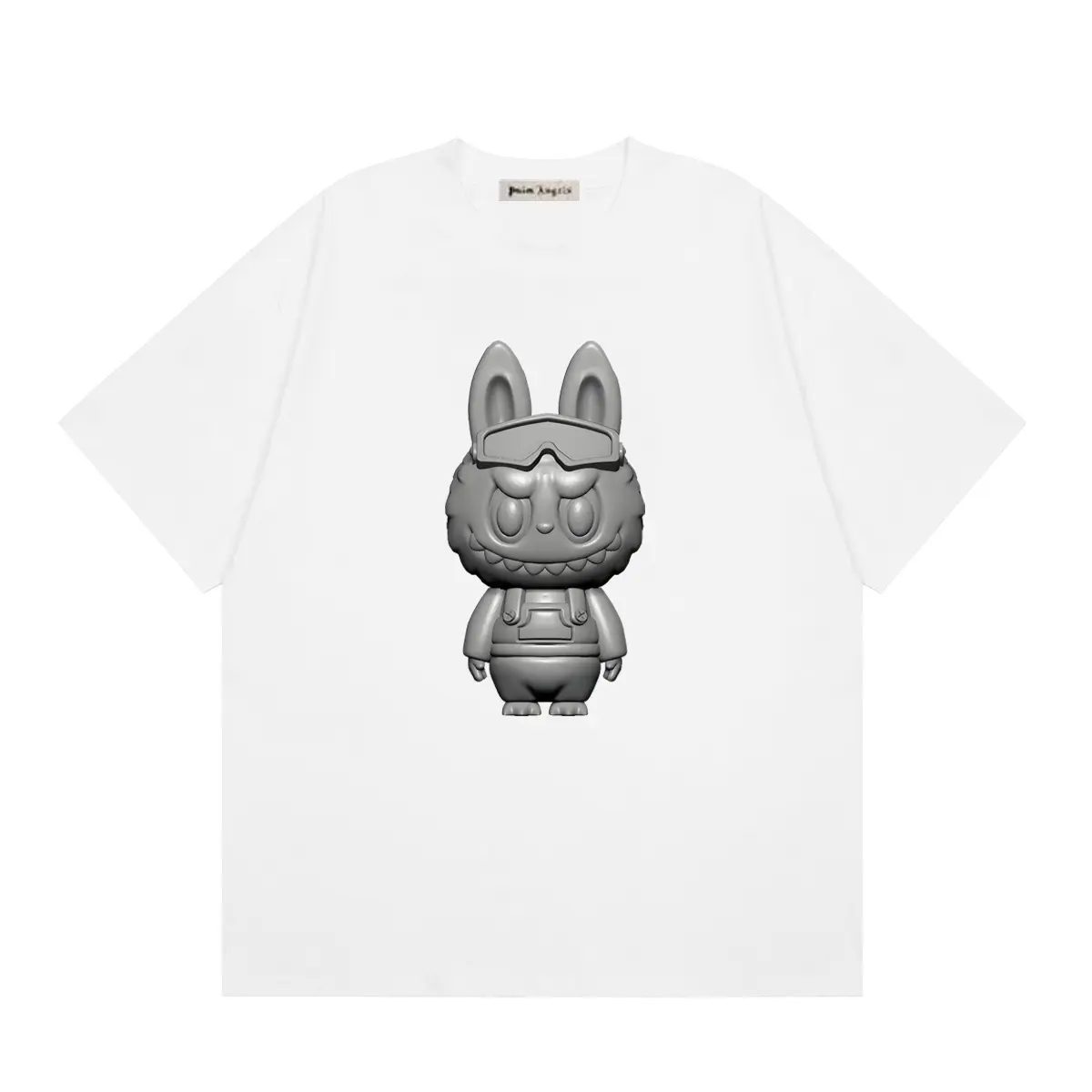 16295352 Palm Angels Crewneck T Shirt White With Gray Graphic Print - Image 1