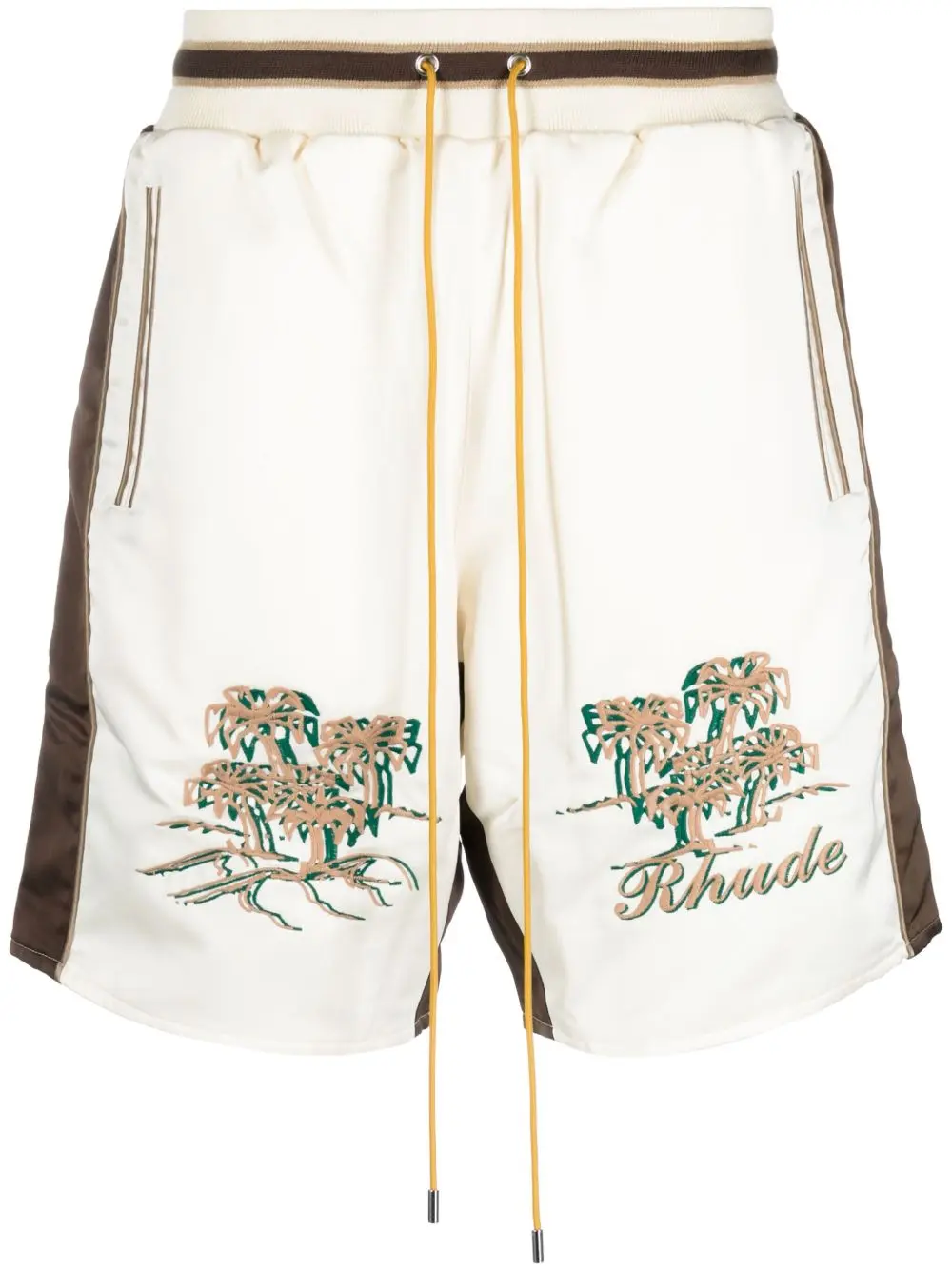 21520785_51557536_1000 RHUDE Souvenier Drawstring Satin Shorts White - Image 1