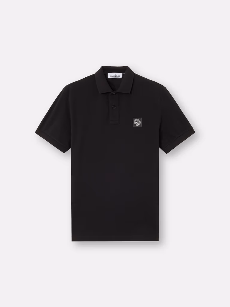 22002sc-organic-cotton-elastane-pique-photo-2 Stone Island Piqué Cotton Polo Shirt Black - Image 1