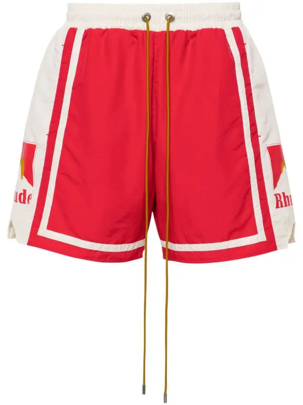 23713261_53871472_600 RHUDE Moonlight Mid-Rise Track Shorts Red - Image 1
