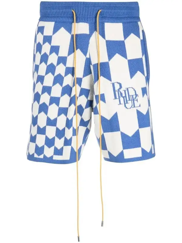 24001865blue_0 Rhude Drawstring-Waist Knitted Shorts White - Image 1