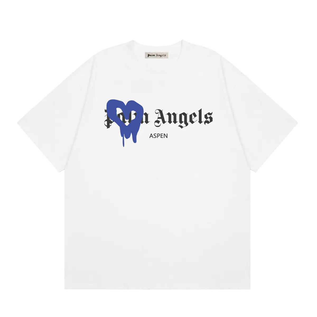 269237f1 Palm Angels Crewneck T Shirt White With Violet Monogram Print - Image 1