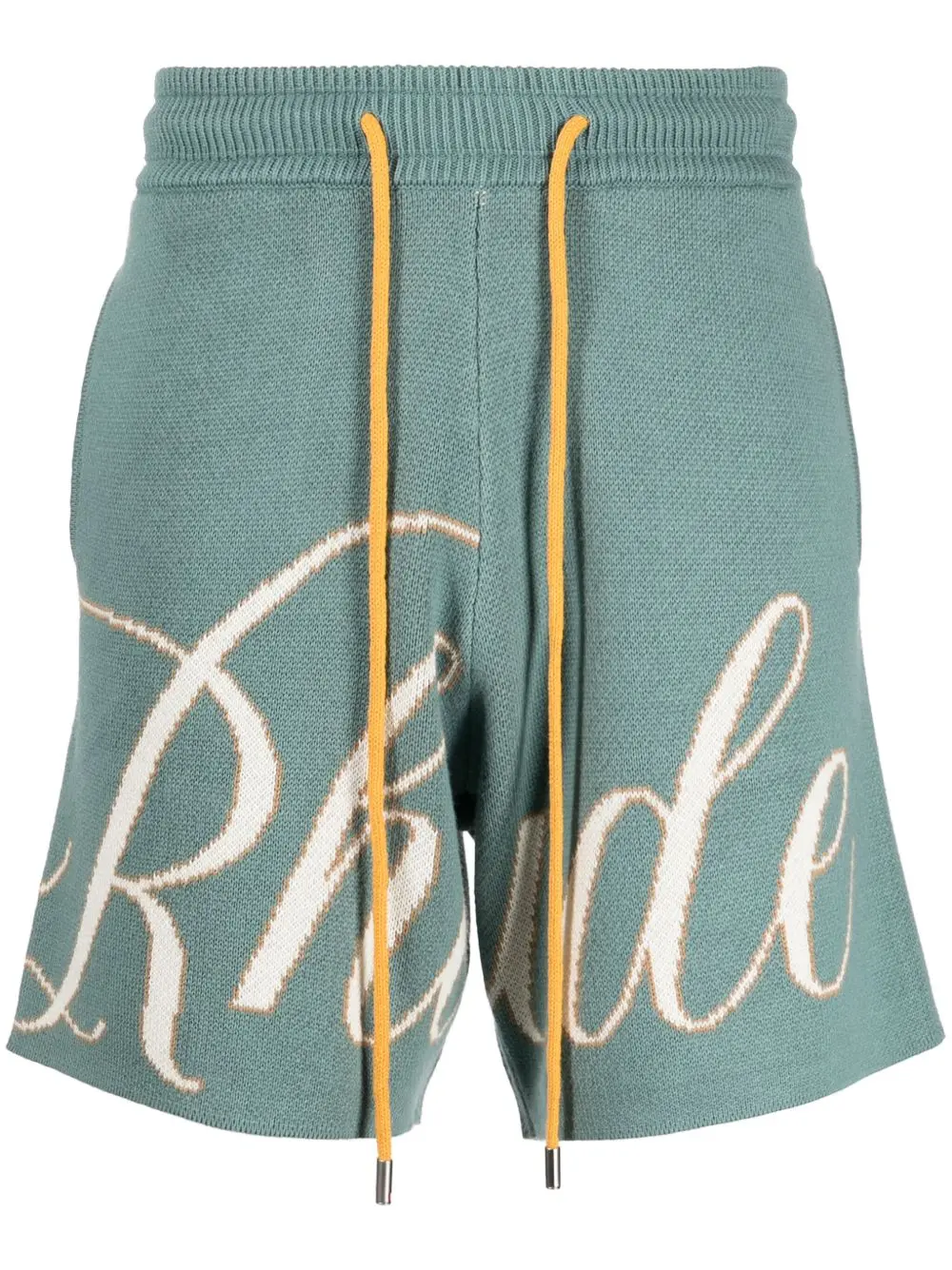 29555545_58759633_1000 RHUDE Script-Logo “Ivory/Sage” Knitted Shorts - Image 1