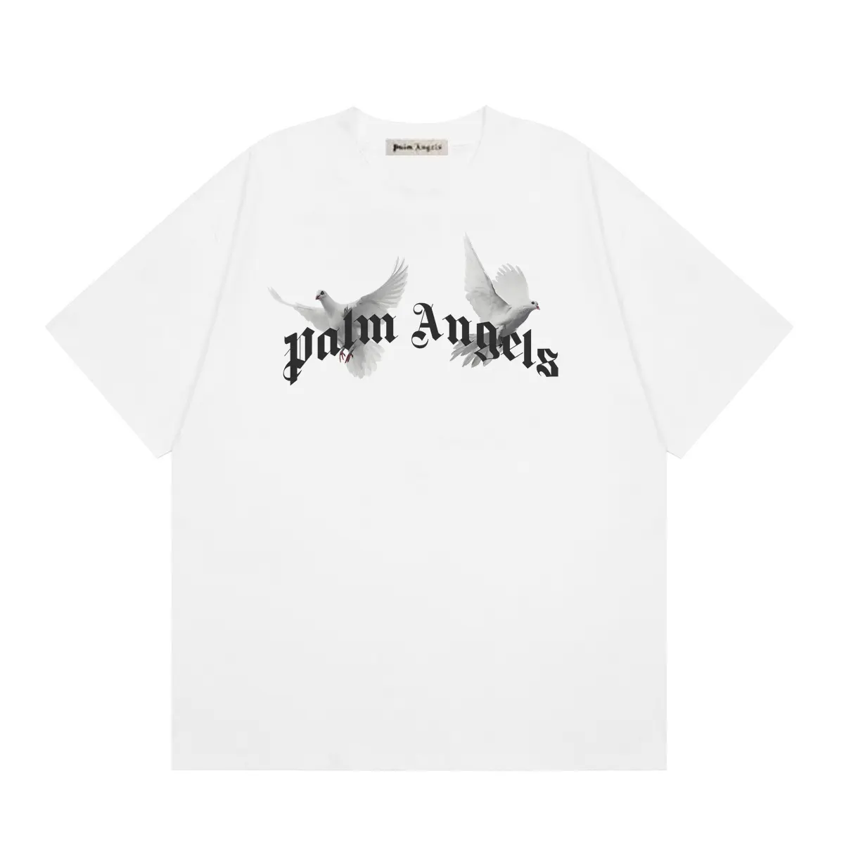 2ca31986 Palm Angels Crewneck T Shirt White With Pigeon Print - Image 1