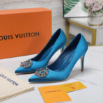 LV Blue Satin Dionysus Pumps Shoes - Image 2