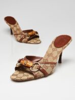 Beige Erin Signature GG Canvas Mules - Image 2