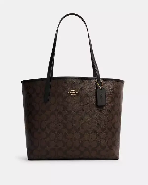Coach City Brown Signature Canvas Tote Bag