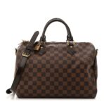 LV Speedy 30 Damier Ebene Dark Brown Leather Handbag