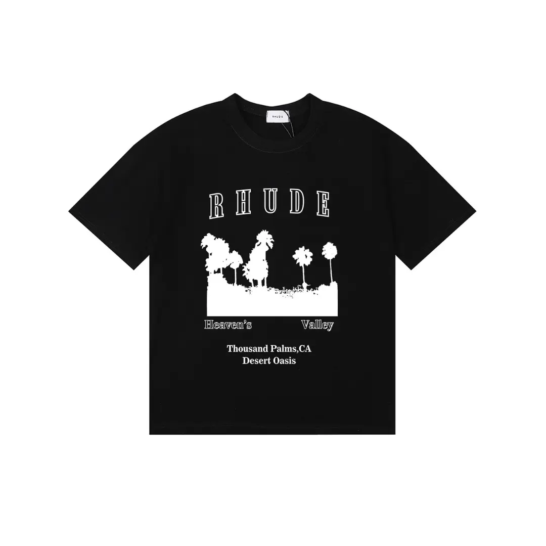 Deluxeside-2026-02-04T182117.064 Rhude Thousand Palms Tree Vintage Black With White Graphic Print - Image 1