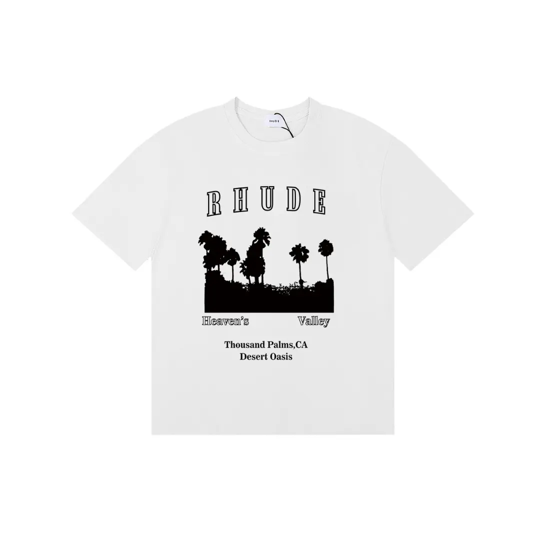 Deluxeside-2026-02-04T182127.562 Rhude Thousand Palms Tree Vintage White With Black Graphic Print - Image 1