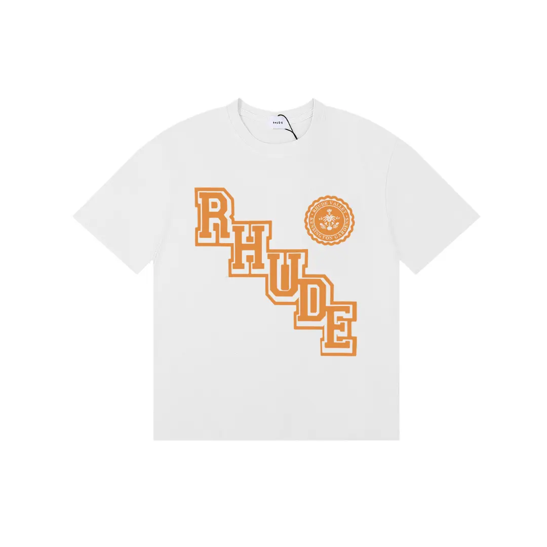 Deluxeside-2026-02-05T122739.200 Rhude Collegiate Crest T Shirt Vintage White With Monogram Cotton Jersey - Image 1