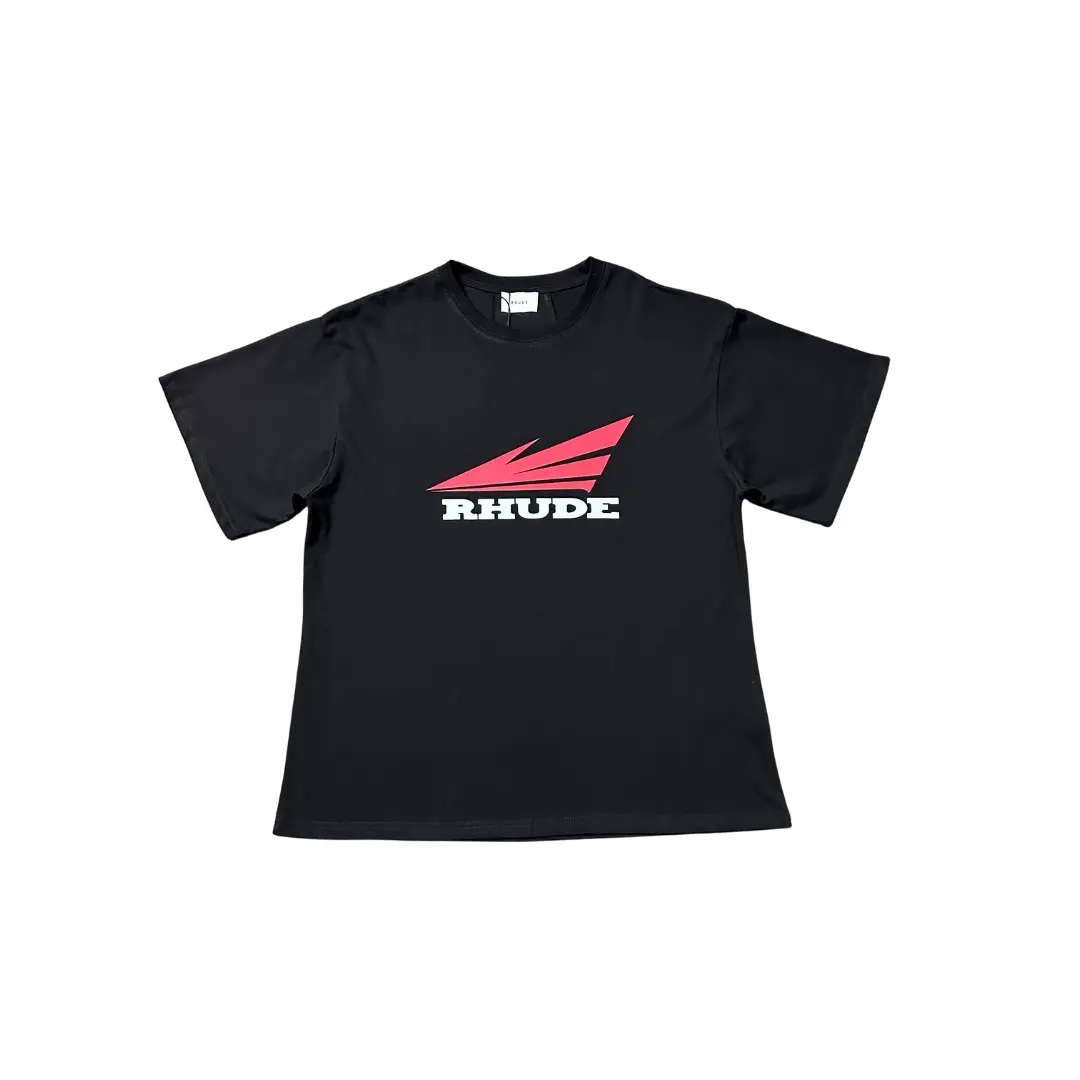 Deluxeside-2026-02-05T154842.217 Rhude T Shirt Black With Red Monogram Logo Cotton Jersey - Image 1